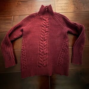 Lululemon Burgundy Cable Knit Turtleneck Sweater